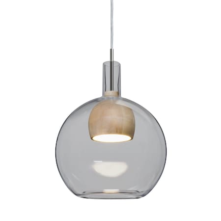 Besa Lighting Benji Cord Pendant, Smoke/Natural, Satin Nickel Finish, 1x9W LED 1JT-BENJISMNA-LED-SN